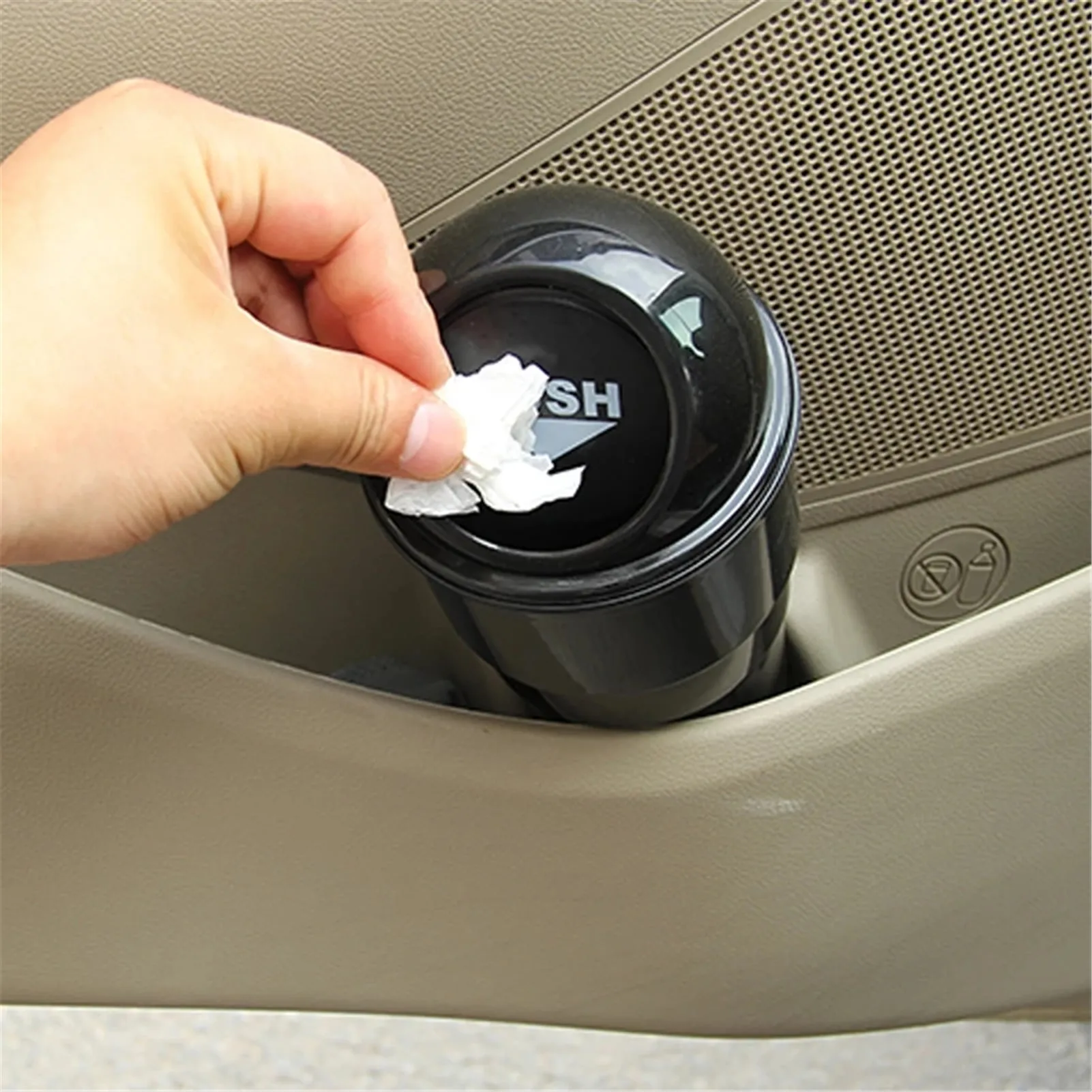 Creative Portable Mini Cute Car Trash Can Storage Box Bin with Spring Cover Car Trash Can Storage Box Bin with Spring Cover