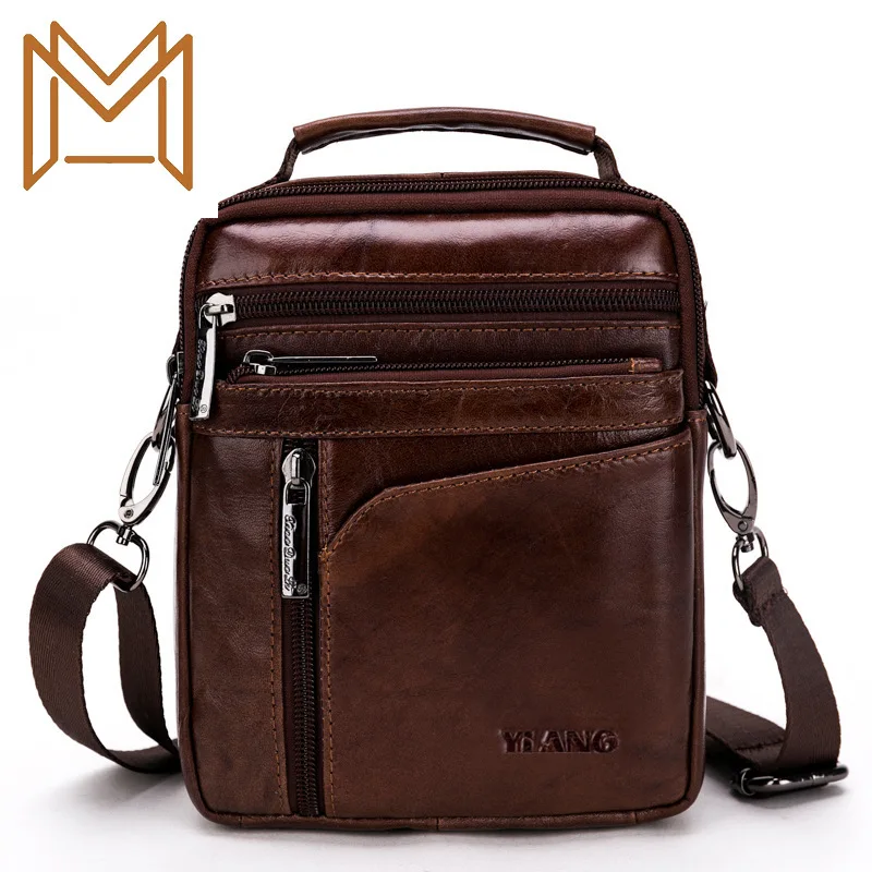 

Genuine Leather Mini- Single Shoulder Packet Male Messenger Layer Cowhide More Function Fashion Leisure Time