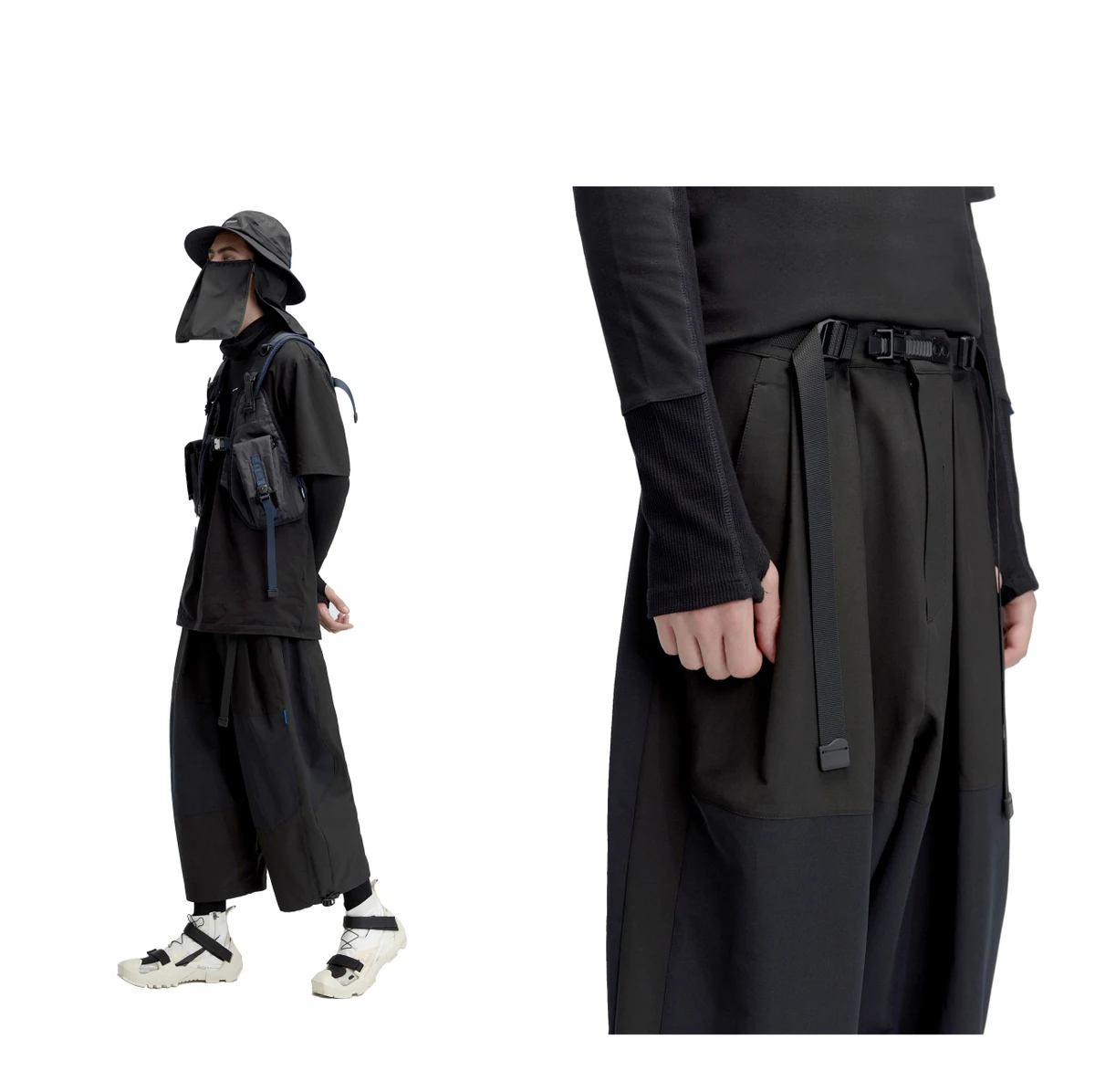 Reindee lusion spliced waterproof samurai pants retractable webbing techwear ninjawear outdoor functional