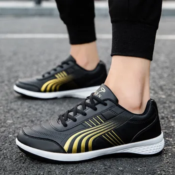 

Brand Men Fashion Snekaers Leather Mens Casual Shoes Zapatillas Hombre Footwear Male Walking Shoes Man Designer Shoes Black New