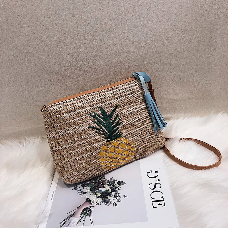 pineapple Bag Летняя Женская Новинка сумка через плечо, соломенная сумка с ананасом, мини-тканая сумка для девочек, пляжная сумка с одним плечом, диагональная упаковка - Цвет: pineapple Bag