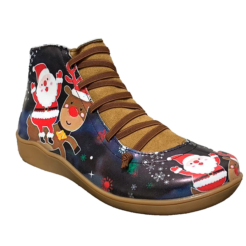 Ботинки martin; женская зимняя Рождественская обувь; винтажные Женские ботинки в стиле панк с перекрестными ремешками; теплые водонепроницаемые женские ботиночки из искусственной кожи; Botas Mujer