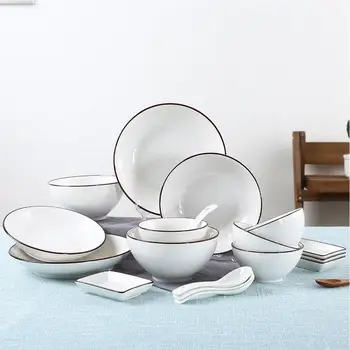 

DishyKooker 18pcs/set Ceramic Tableware Set Kitchen Dinnerware Pure Color Design Modern Bowls Plates Sauce Dish Spoons