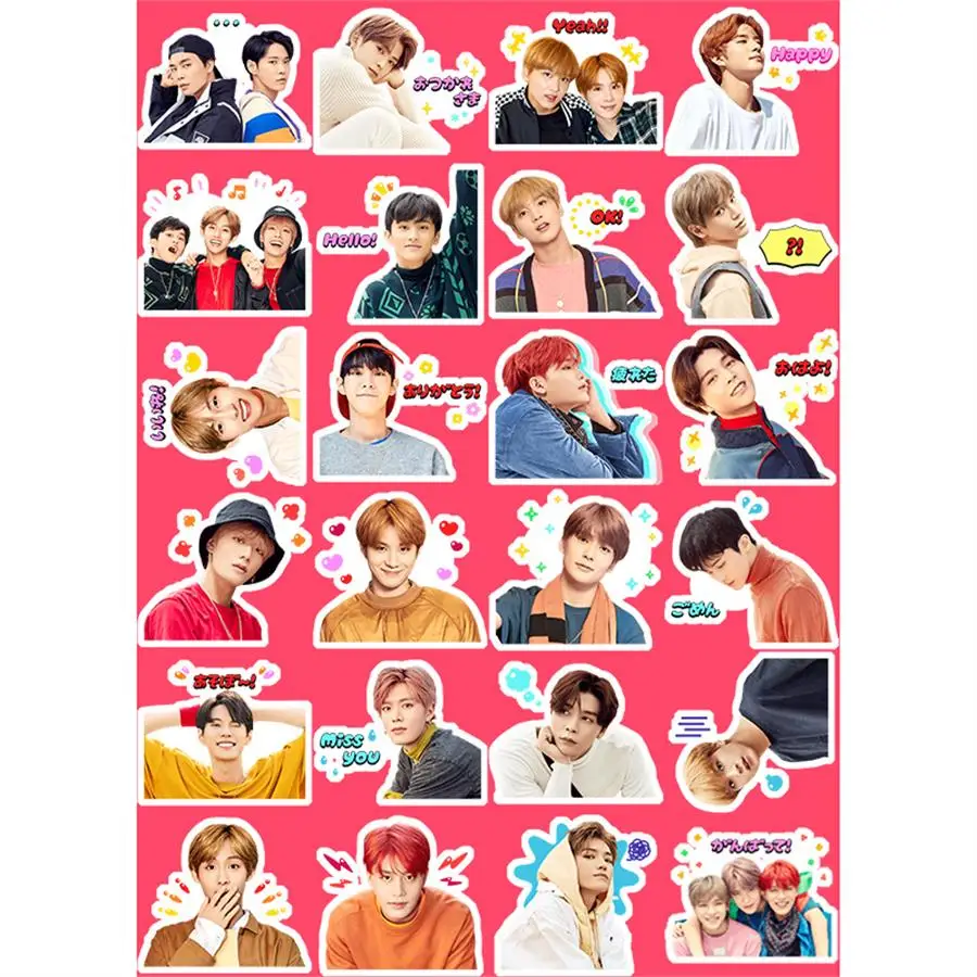 

Kpop NCT 127 Adhesive Photo Sticker for Luggage Laptop Haechan Yuta Cute Expression Notebook Mobile Phone Decorative DIY Sticker