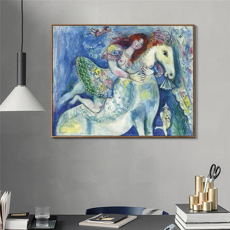 Картина на холсте Chagall абстрактная девушка лошади домашний декор настенные