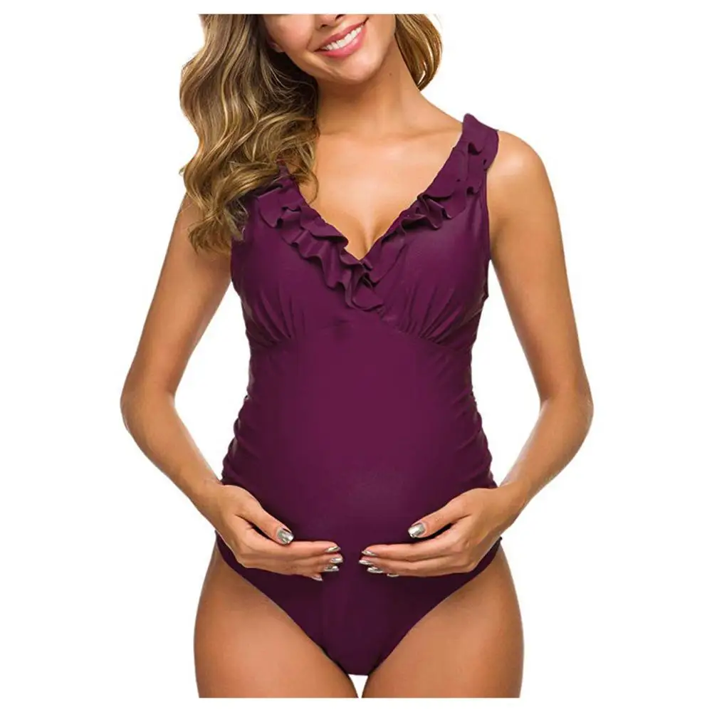 Pregnant Woman Maternity Backless Bikinis Falbala Ruffle One-piece Swimming Suit women sport swimsuits,women swim dresses,women bikini sets