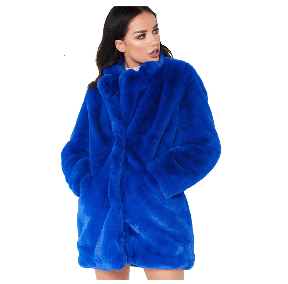 3xl плюс размер плотное пальто с мехом женские зимние теплые свободные Плюшевые Пушистые пальто с длинным рукавом из искусственного меха женская модная однотонная верхняя одежда