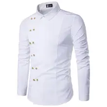 Outono inverno trabalho topo masculino fino ajuste casual camisa de manga longa topos férias botão até blusa sólida t