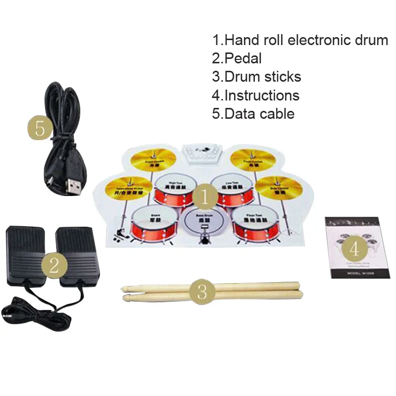 Портативный электронный скручивающийся набор барабанов кремния USB силиконовые электронные барабаны, электронные барабаны, аналоговые барабаны складные