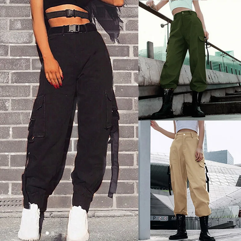 Joggers Cargo Pants Black Ankle Length 