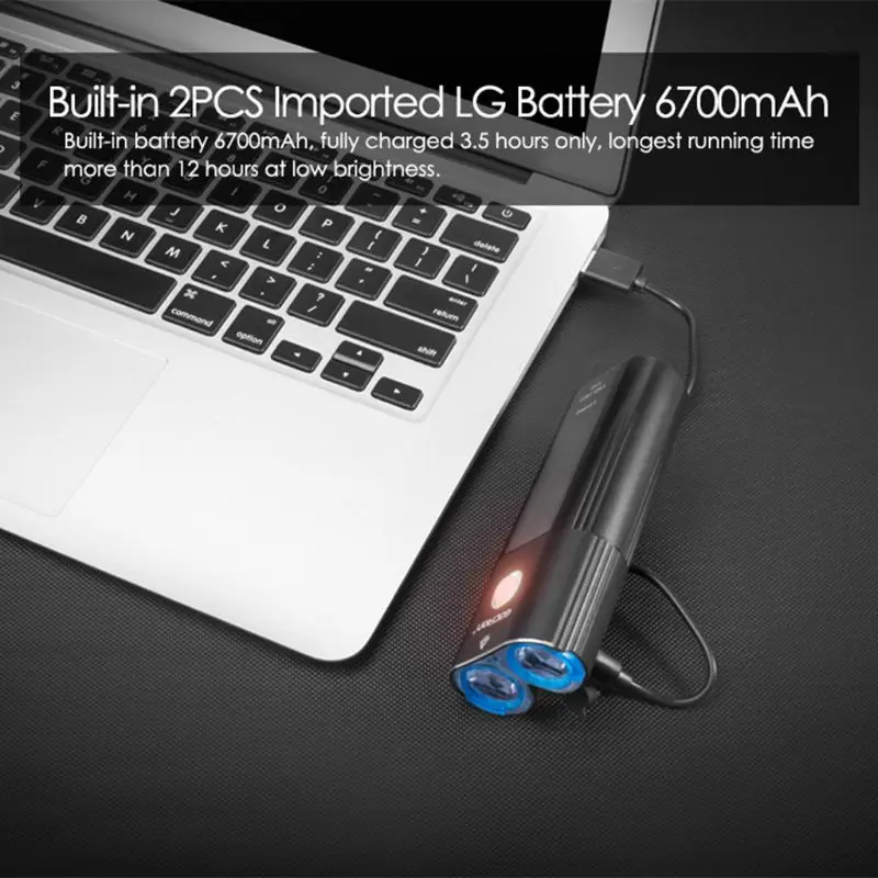 Велосипедный головной свет Водонепроницаемый usb зарядка 1800lm Велоспорт Ночная езда передняя лампа