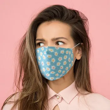 

Adult Washable Reusable Daisy Printed Facemask Pm25 Foggy Haze Cycling Dustproof Face Mouth Masks Adjustable Cotton Face Shield