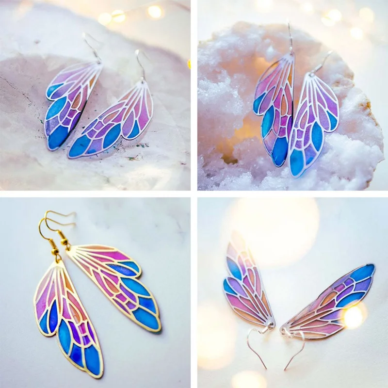 Butterfly Wing Earrings Gradient Colorful Handmade