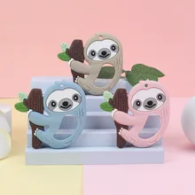 

Sunrony 5pc Sloths Silicone Teether Cartoon Animals Food Grade Safety Pendants DIY Pacifier Chain Accessories Baby Molar Toys