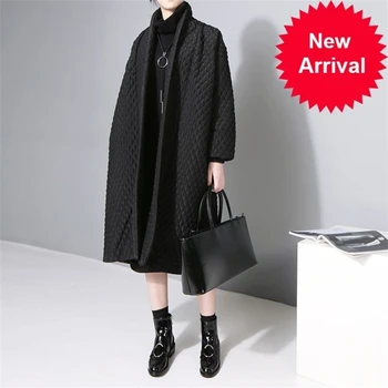 

European Highest 2020 Quality Jacket Autumn Women Large Size Long Loose Black Windbreaker Long Trench Coat