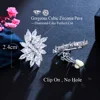 CWWZircons Classic Flower Shape CZ Stones Silver Color No Pierced Hole Ear Clip On Earrings Jewelry for Women CZ160 5