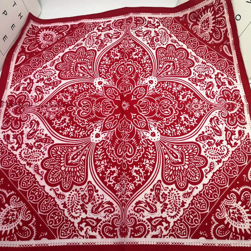 58*58cm Fashion Women Foulard Hip Hop Cotton Bandana Square Cashew Scarf Headband Unisex Black Red Paisley printed scarf square scarf cotton head wrap