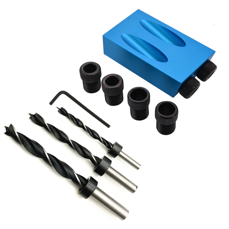 

Pocket Hole Jig Kit 6/8/10mm Drive Adapter For Woodworking Angle Drilling Holes Guide Dowel Jig Wood Tools