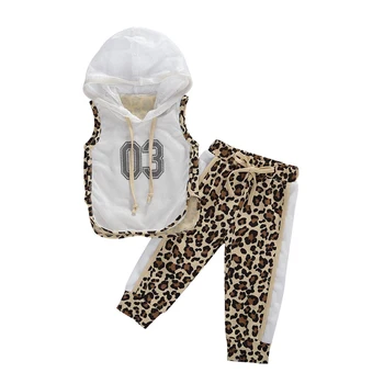 

Fashion Kid Baby Girl Summer Clothing Set 2PCS Sleeveless 03 Hooded T shirt Top Leopard Print Pants Toddler Clothing Outfits Set