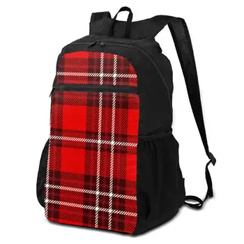 

Plaid In Burgundy Lightweight Packable Backpack Foldable ultralight Outdoor Folding Handy Travel Daypack for men women OLN