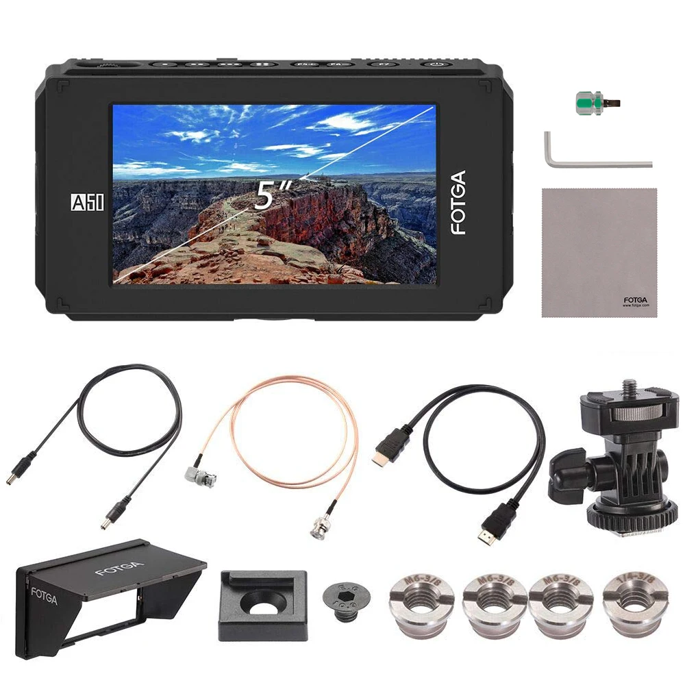 FOTGA A50TLS 5 дюймов FHD видео накамерный монитор для A7S II GH5 ips сенсорный экран HDMI вход/выход 3D LUT двойной NP-F батарейный блок