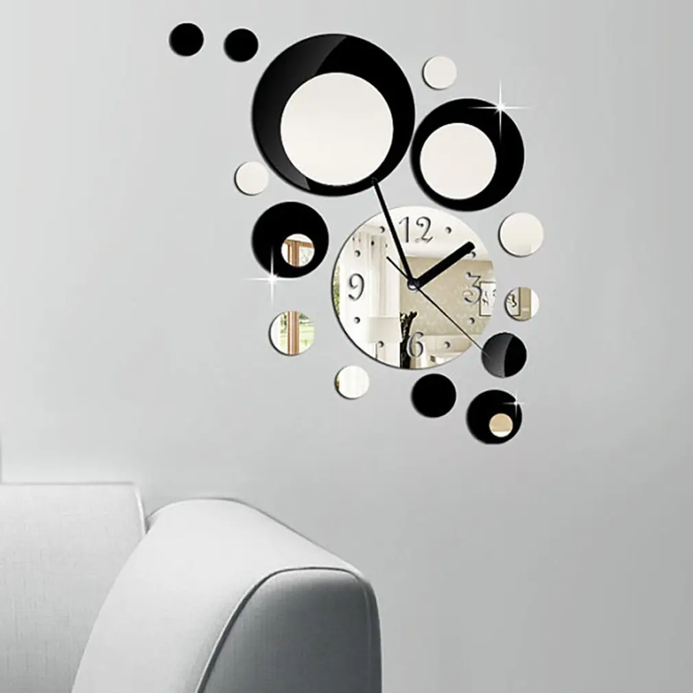 GZ019 круглые акриловые зеркальные настенные часы, стерео украшения для гостиной, спальни, кварцевые настенные часы