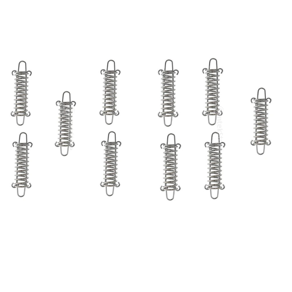 10pcs High Strength Stainless Steel Camping Tent Rope Tensioner Spring 12cm