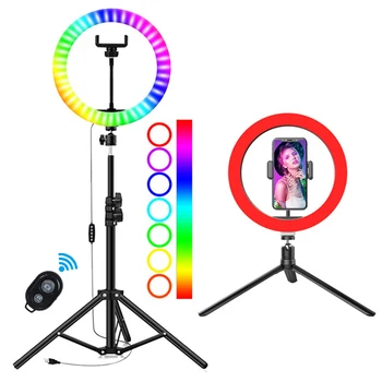 

10inch Photography LED Selfie Ring Light 26cm Dimmable Camera Phone Ring Lamp With Stand Tripods For Makeup Video Live Studio