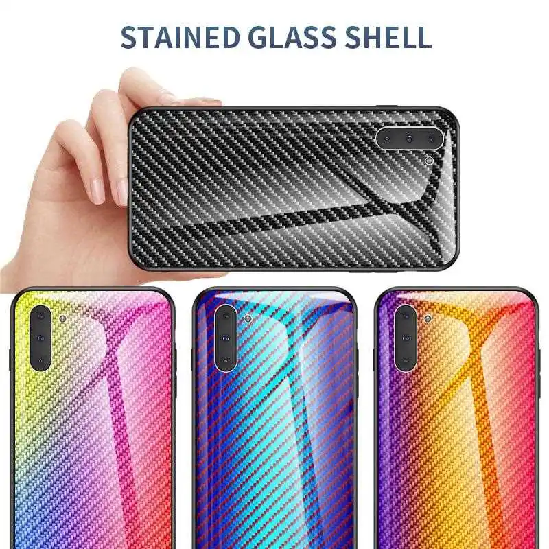 

KatyChoi Fiber Pattern Glass Case For Samsung Galaxy Note 10 Pro 10 Lite 9 8 Phone Case Cover