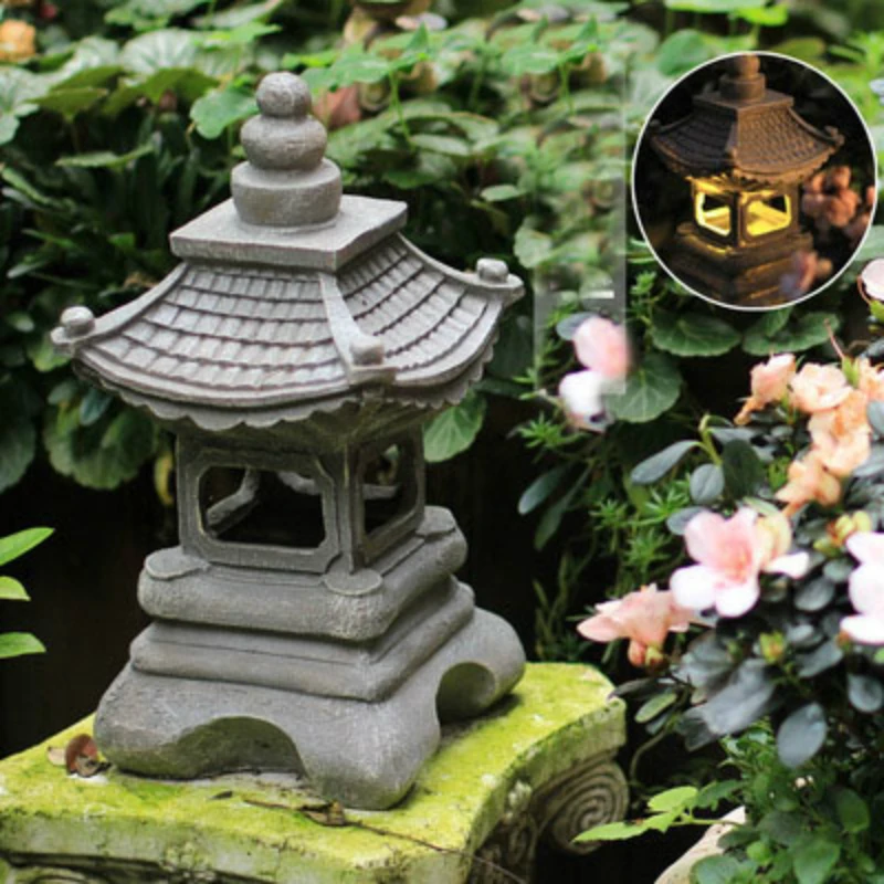

Japanese Style Outdoor Floor Courtyard Resin Solar Lamp Palace Lanterns Landscape Lights Home Gardening Decoration Zen