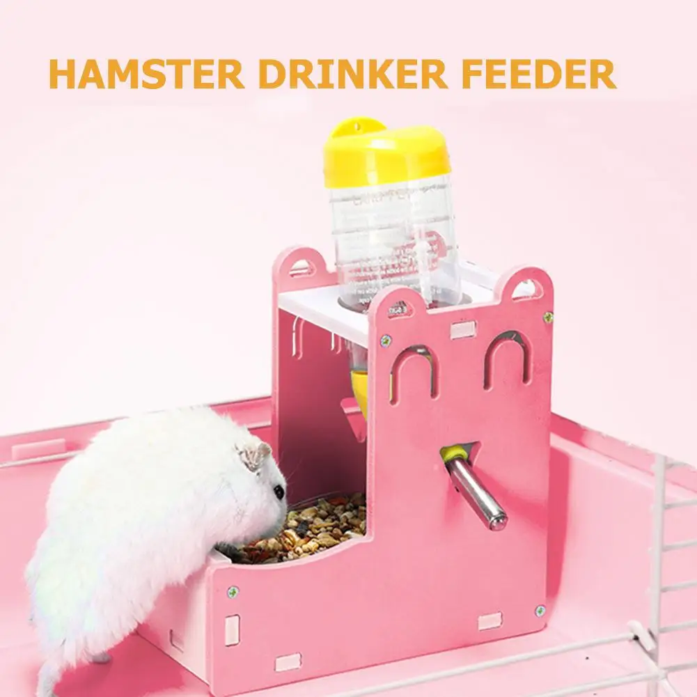 Bebedero de agua automático 2 en 1 para hámster, alimentador de comida, dispensador para fuente, botella, Animal PEQUEÑO encantador, conejo, juguetes suministros para mascotas