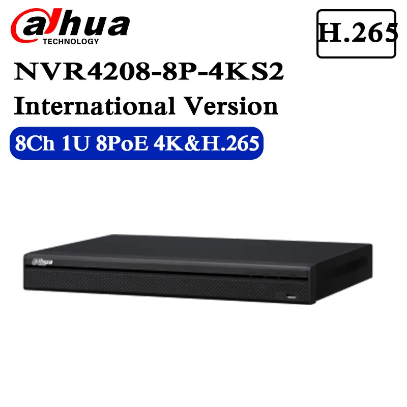 

original English NVR4208-8P-4KS2 8CH 1U 4K&H.265 Lite Network Video Recorder Up to 8MP Resolution with 8poe