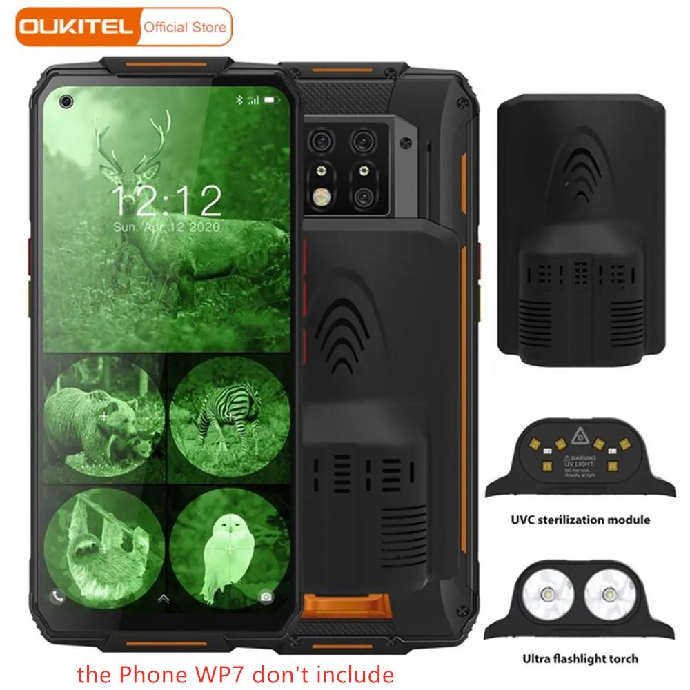 OUKITEL WP7 8GB 128GB 8000mAh 6.53'' Infrared Night Vision Rugged Mobile Phone Accessories UVC Flashlight | Мобильные