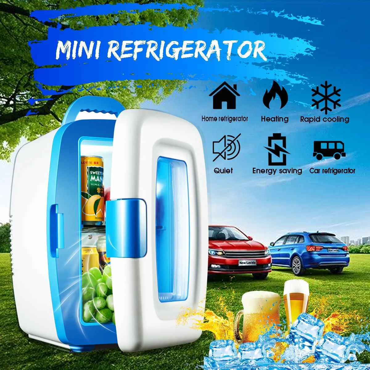 

10L Portable Mini Car Refrigerator Freezer Cooler Warmer Home Car Camping Travel Dual-use AC 220V DC 12V