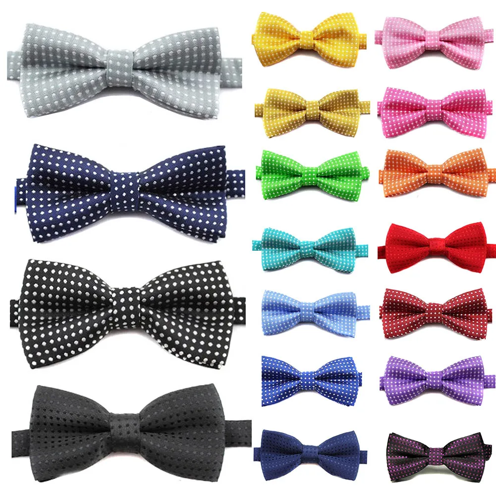 

Men's Bow Tie High Quality Polka Dot Black Blue Red Bowtie Kid Children Smooth Necktie Soft Butterfly Wedding Prom Party Ties