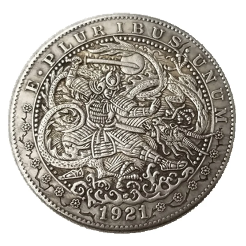 

US Hobo 1921 gongfu Warrior Eagle Morgan one dollar Silver Plated Copy Coins old Coins Gift for collection drop shipping