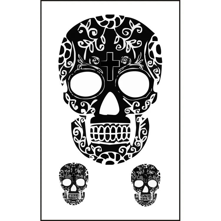 

Skull Sketch Waterproof Temporary Adhesive Tattoos Stickers Cool Fake Art Arm Big Size for Women Lady