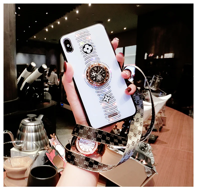 Модный чехол для часов для iPhone 6, 6 S, 7, 8 plus, x, XR, 11 Pro Max, роскошный Алмазный высококачественный силикагель для iPhone 11, чехол