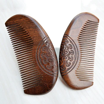 

Pocket Wooden Comb Natural Green Sandalwood Super Wood No Static Lice Beard ; Green Sandalwood Super Narrow Tooth Wood Combs
