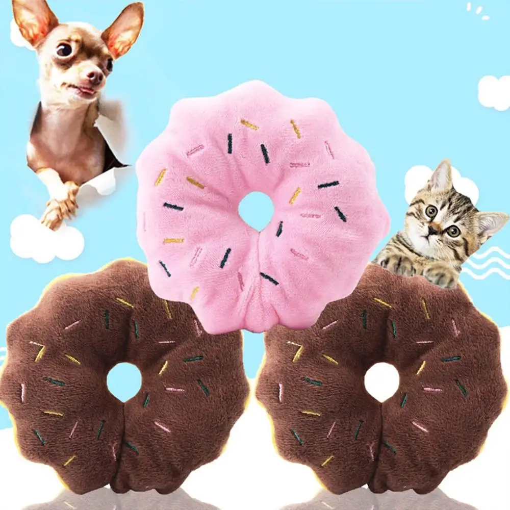 

Two Colors Optional Pink Brown Donut Plush Vocal Bb Pet Dog Cat Toy Pet Toy Sound Toys For Teasing Dogs And Cats