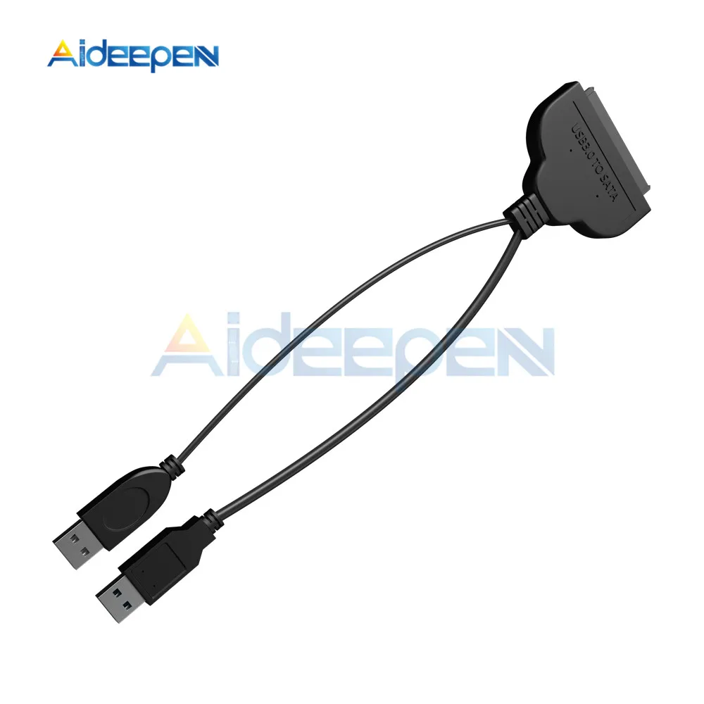USB 3,0 на SATA 22 Pin 2,5 дюймов драйвер жесткого диска SSD адаптер Соединительный кабель конвертер двойной USB Высокоскоростной
