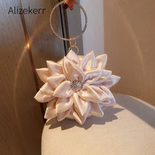 Вечерние сумки-клатчи с объемным цветком, женские роскошные сумочки и сумочки, круглые стразы, дизайнерские сумки для невесты, свадьбы, вечеринки, Новинка