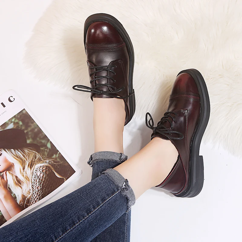 Women Casual Woman Platform Shoes Autumn Oxfords Women's Modis Shallow Mouth Round Toe Flats British Style All-Match Fall