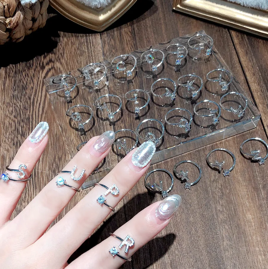 Creative 26 Letter Name Ring ornament English Alphabet Art Design Combination Micro-set Zircon Couple Valentine's Day Present | Дом и сад