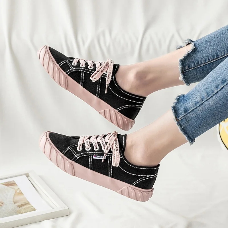 

2019 spring and autumn new fashion wild canvas shoes net red color matching single shoes comfortable simple flat shoes women's s