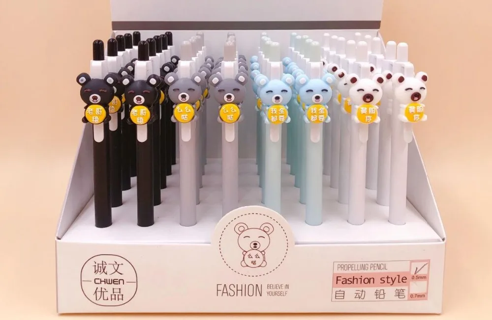 Корейский милый медведь животное автоматический карандаш Мультфильм школьный подарок студенческий механический карандаш 0,5 мм письменная ручка рекламная ручка 40 шт./лот