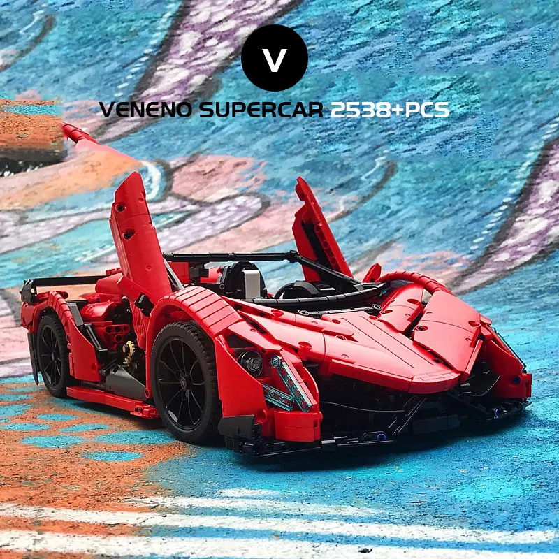 

DHL Yusing 13079 compatible with MOC Veneno Lamborghini sports car electric remote control assembly building block toy