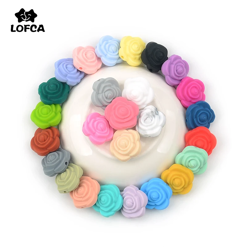 LOFCA 20 шт./лот горячая Распродажа 21 мм двусторонний цветок розы Силиконовые бусы