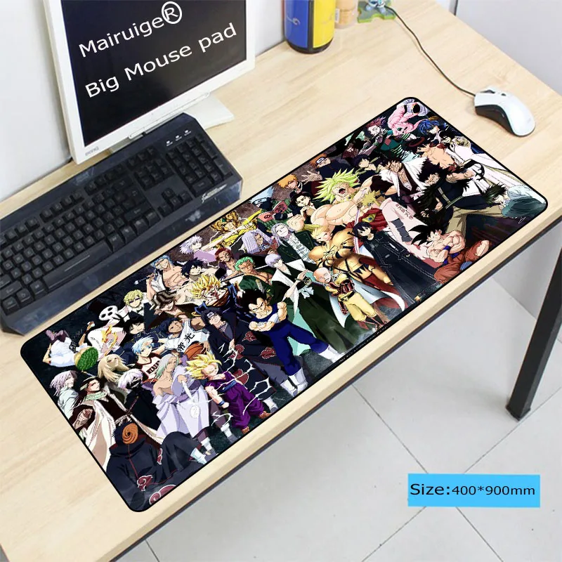 900*400*3MM One Piece Anime Speed Version Large Gaming Mouse Pad Gamer Black Locking Edge Mouse Keyboards Mat Big Desk