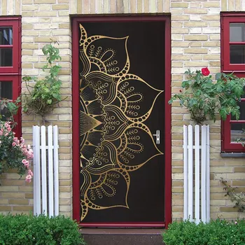 

2Pcs/Set 3D Waterproof Simulation Pattern Door Stickers Creative PVC Removable DIY Mural Film Self-adhesive Sticker